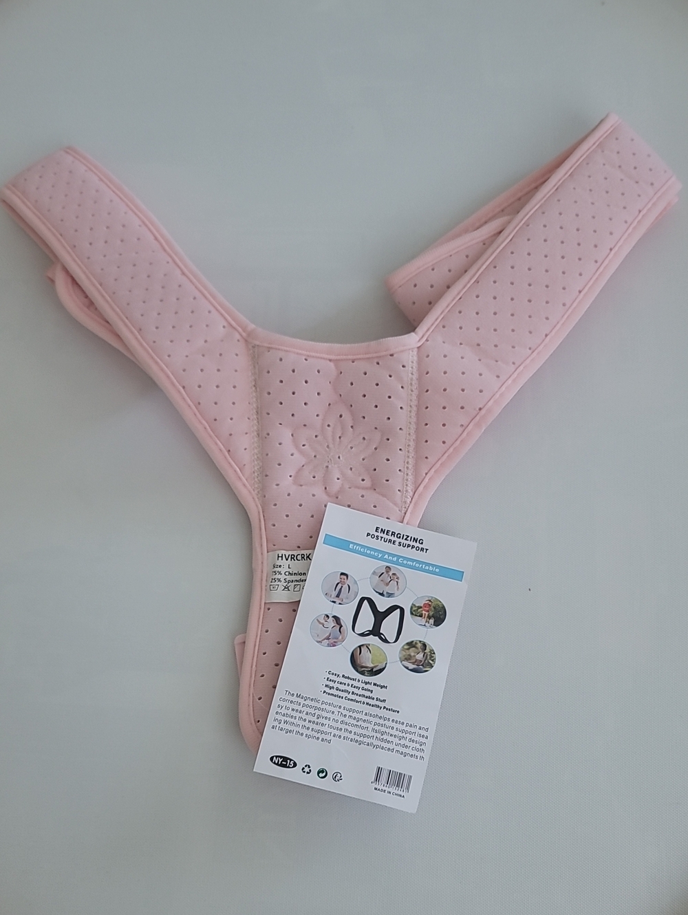 Posture Corrector for Women Men - Back Brace Shoulder Brace Pink Size L